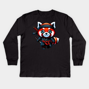 Ninja Red Panda Kids Long Sleeve T-Shirt